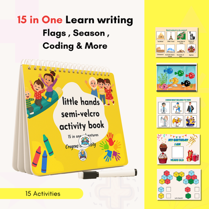 15-in-1 Activity Binder Book, Little Hands Semi-Velcro PlayBook - Age 4+ Years