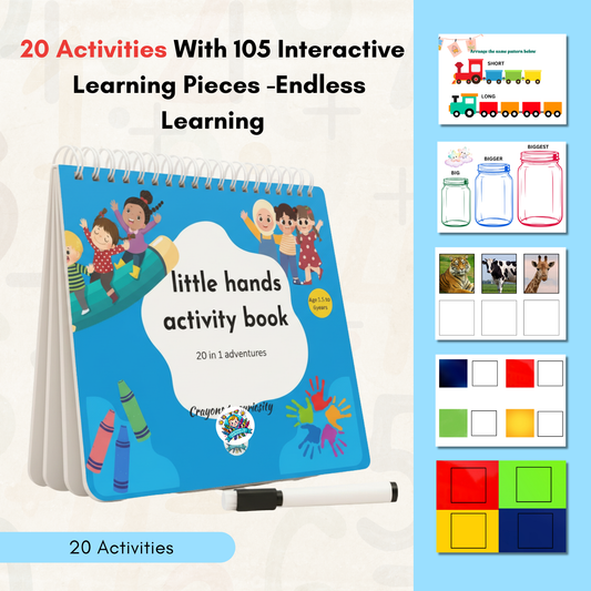 20-in-1 Activity Binder Book , Little Hands Activity  Book - Age 2+ Years