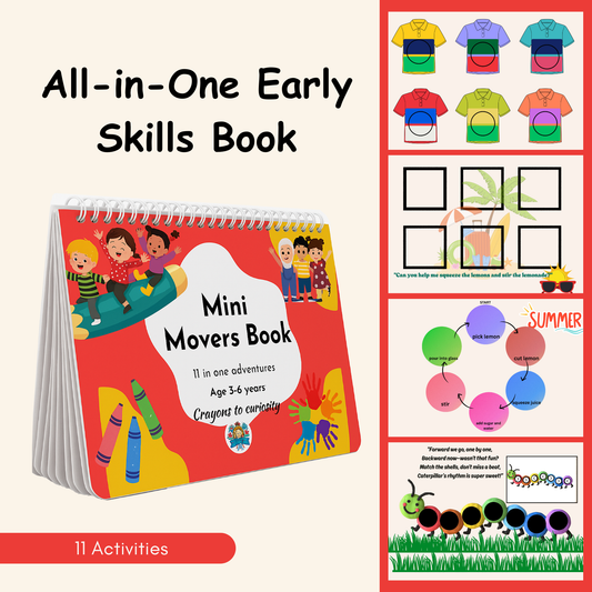 11-in-1  Activity Binder Book, Mini Movers SmartPlay Book - Age 4 to 6 Years.
