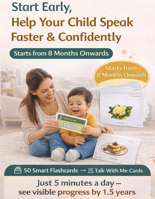 Start Early. Help Your Child Speak Faster & Confidently | 50 Smart Flashcards + 25 Talk With Me Cards |